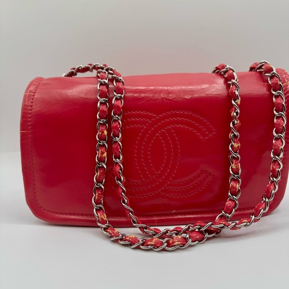 CHANEL - Small Pink Vinyl Lipstick Flap Bag | Fair to Good Condition - Picture 1 of 16